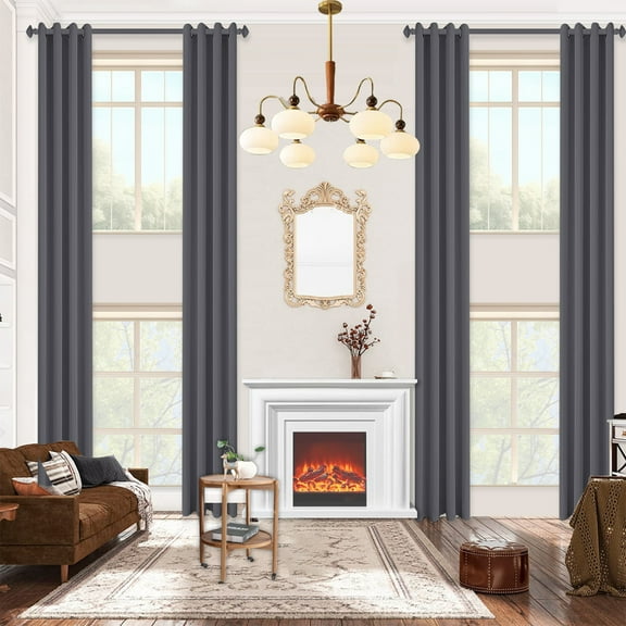 Lapalife Blackout Curtains Extra Long for Living Room, 144" High Room Curtain Drapes Grommet Black Out Curtains, Gray, 1 Panel