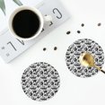 thumbnail image 4 of Honeii Black White Halloween print Leather Coaster Set of 4, ideal for safeguarding your furniture from drinks spills and effortless cleanup-Round Shape, 4 of 6