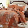 thumbnail image 4 of 3-Piece King Size Quilt Set - Orange Rust Paisley Bedspread Coverlet with 2 Pillow Shams, Microfiber, 4 of 8