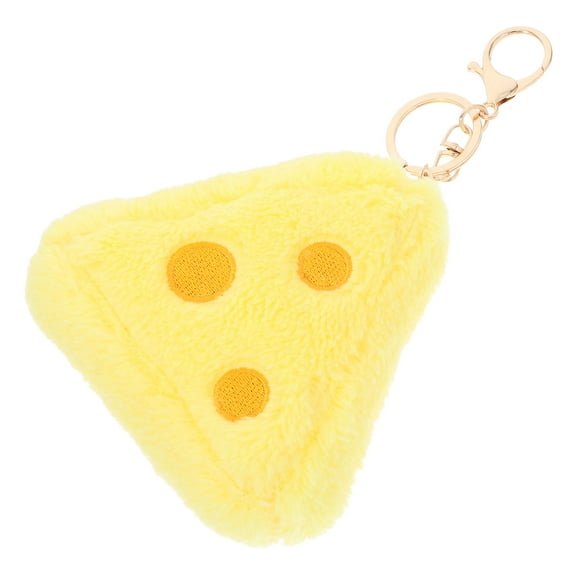 WHAMVOX Adorable Artificial Cheese Keychain Plush Hanging Key Ring for Backpacks Cute Food Keychain Stuffed Cheese Charm Key Ring