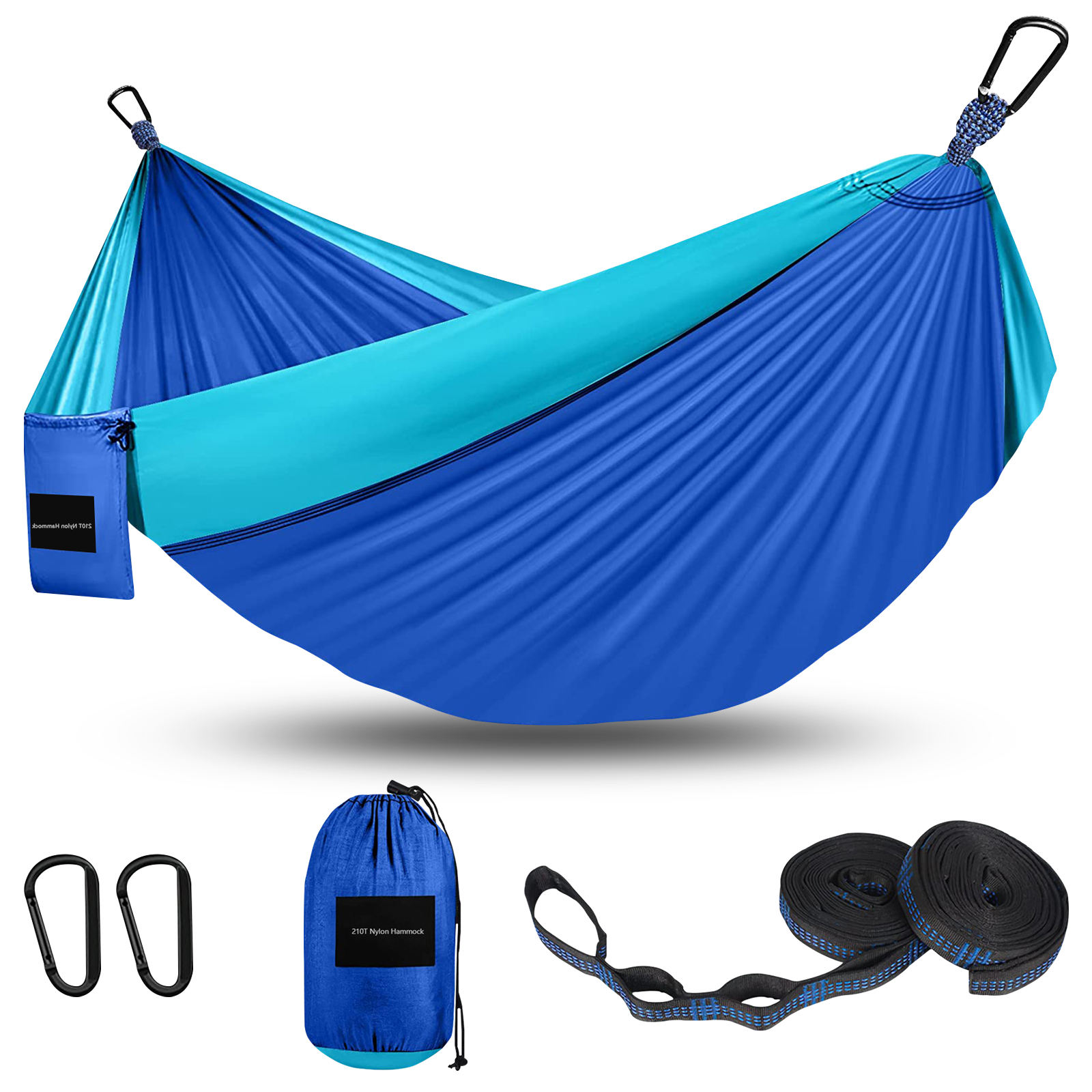 Camping Hammock, Portable Double & Single Hammocks with 2 Tree Straps