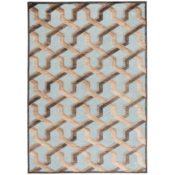 SAFAVIEH Paradise Gayle Geometric Area Rug, Soft Anthracite/Aqua, 4' x 5'7"