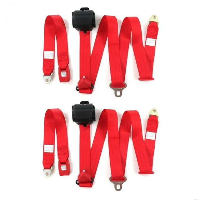 Red Retractable Bucket Seat Belt Kit for 1960-1963 Ford Falcon Standard 3 Point - 2 Belts