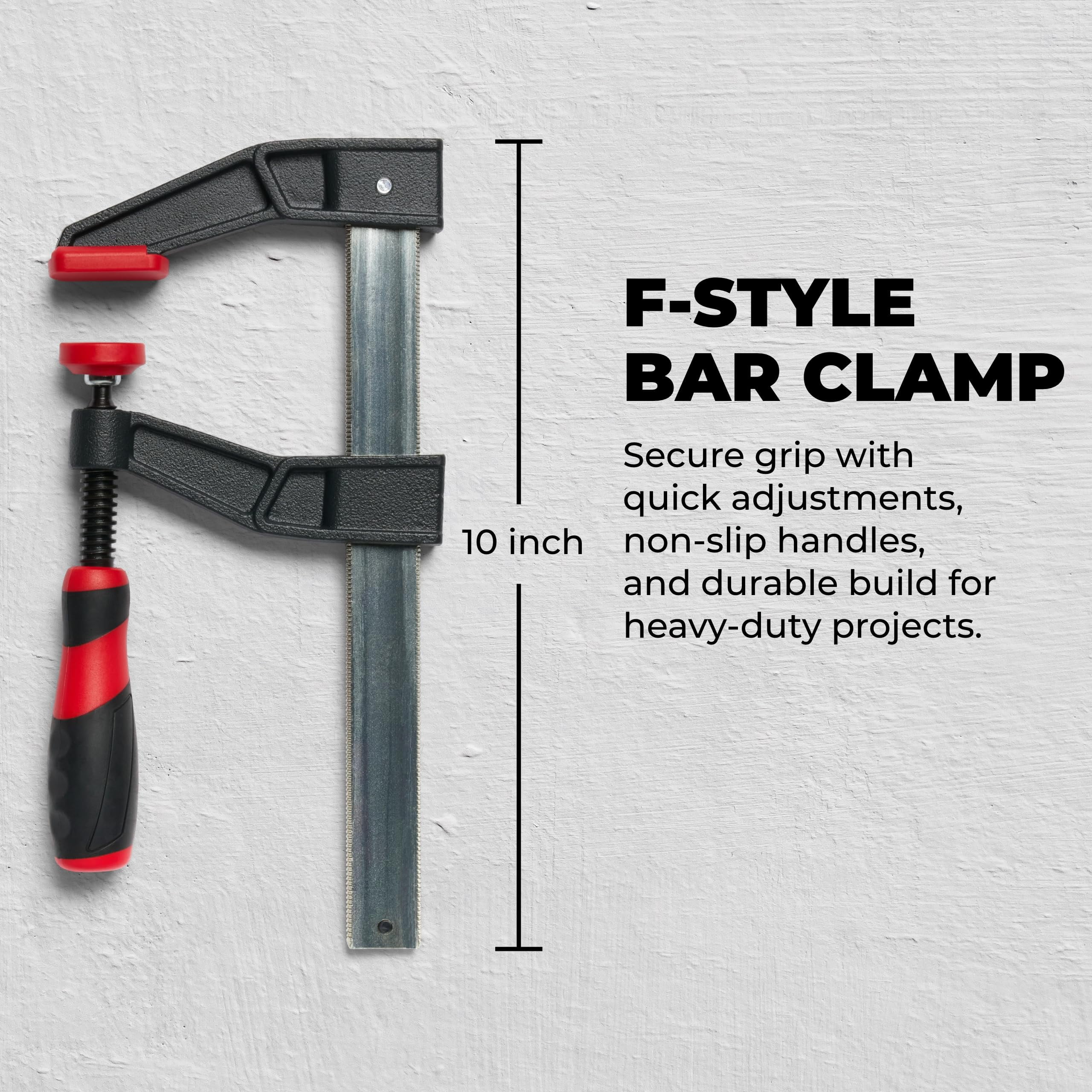 BuildSomething F-Style Bar Clamp Set - Heavy-Duty 6" Adjustable Clamps for Woodworking, Carpentry & DIY Projects - Non-Slip Handle & Padded Jaws - 2 Pack