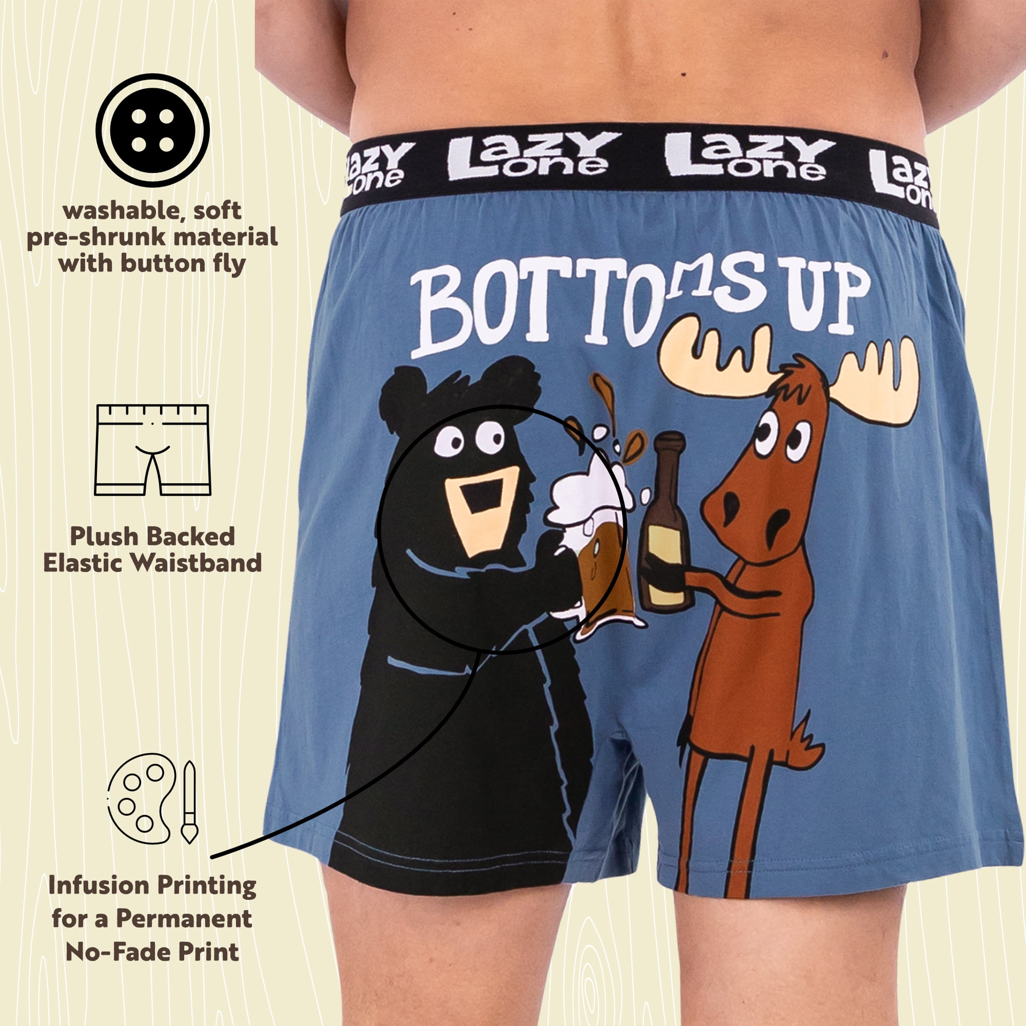 LazyOne Funny Animal Boxers, Hole in One, Humorous Underwear, Gag Gifts for  Men, Small 