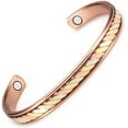 thumbnail image 3 of Wollet 3 pcs Magnetic Copper Bracelets 6.5'' Tri Tone Braided Copper Bracelets for Ladies - Magnetic Bangles Jewelry Gift, 3 of 8