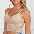 thumbnail image 4 of Gymayou Women Plus Size Lace Bralette Adjustable Spaghetti Straps Longline Tube Top Bra Wireless Floral Lace Camisole Beige L, 4 of 4