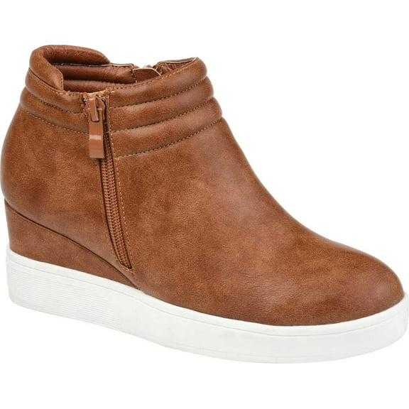 Journee Collection Womens Remmy Faux Leather Wedges Ankle Boots