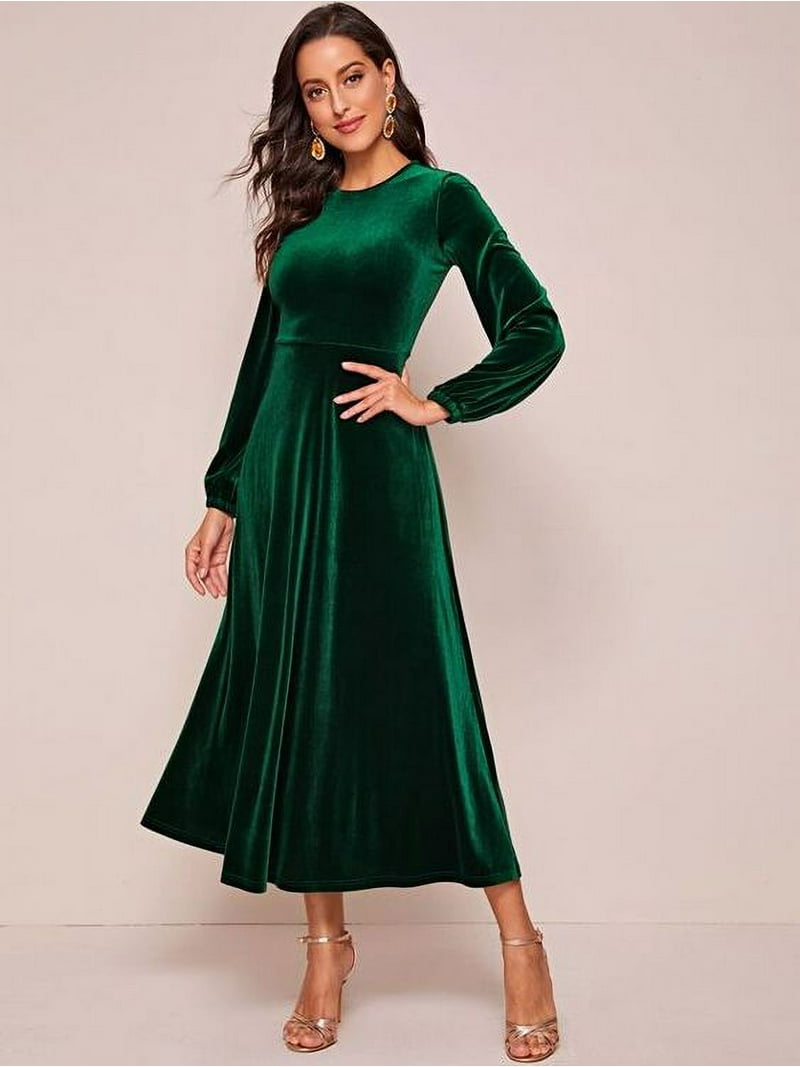 Emerald Green Velvet Midi Dress Long Sleeve Wedding Evening Formal Christmas Party Dress - Walmart.com Emerald Green Velvet Midi Dress Long Sleeve Wedding Evening Formal Christmas Party Dress - Walmart.com