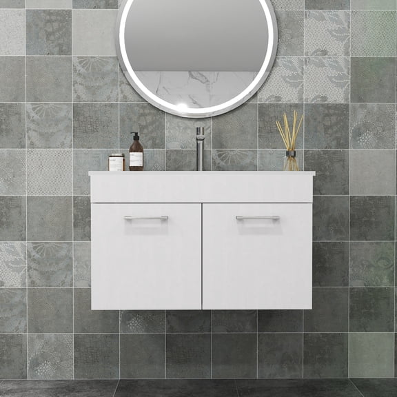 32'' Floating Vanity w/ Sink Combo,Wall Mount Bathroom Cabinet,Soft Close Hinges