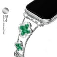 thumbnail image 4 of TECH CIRCLE for Apple Watch Clover Bands 42/44/45/49mm, Simple Stylish Sparkle Diamond Metal Dressy iWatch Bracelet for Apple Watch Band Ultra 1/2 Series 9 SE 8 7 6 5 4 3 2 1,Silver+Green, 4 of 7