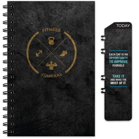 Global Printed Products Workout Fitness Journal Nutrition Planners: Clip-in Bookmark, Sturdy Binding, Thick Pages & Laminated Protective Cover (Black & Gold) - GPP-0069