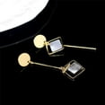 thumbnail image 2 of Asymmetric Earrings Geometric Triangle Long Bar Stick Chain Tassel Dangle Earrings for Women Pearl Shell Round Disc Fringe Drop Earring Fashion Jewelry, 2 of 11