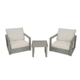 thumbnail image 3 of Christopher Knight Home 3-Piece Patio Outdoor Chat Set, Light Gray Acacia Wood Frame and Beige Cushions, 3 of 13