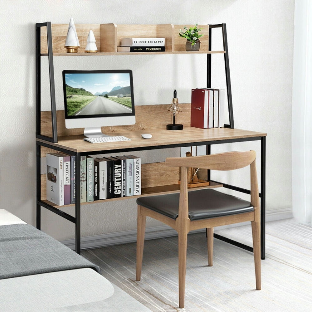 Demi Bonn 47" Computer Desk Writing Study Table Workstation, Gaming Workstation Home Office Desks, Beige