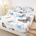 thumbnail image 3 of Homewish Kawaii Blue Butterfly Twin Sheet Sets, Fashion Watercolor Twin Fitted Sheet, Teens Kids Girls Female Flat Sheet, Breathable Home Decor, 3pcs, 3 of 7