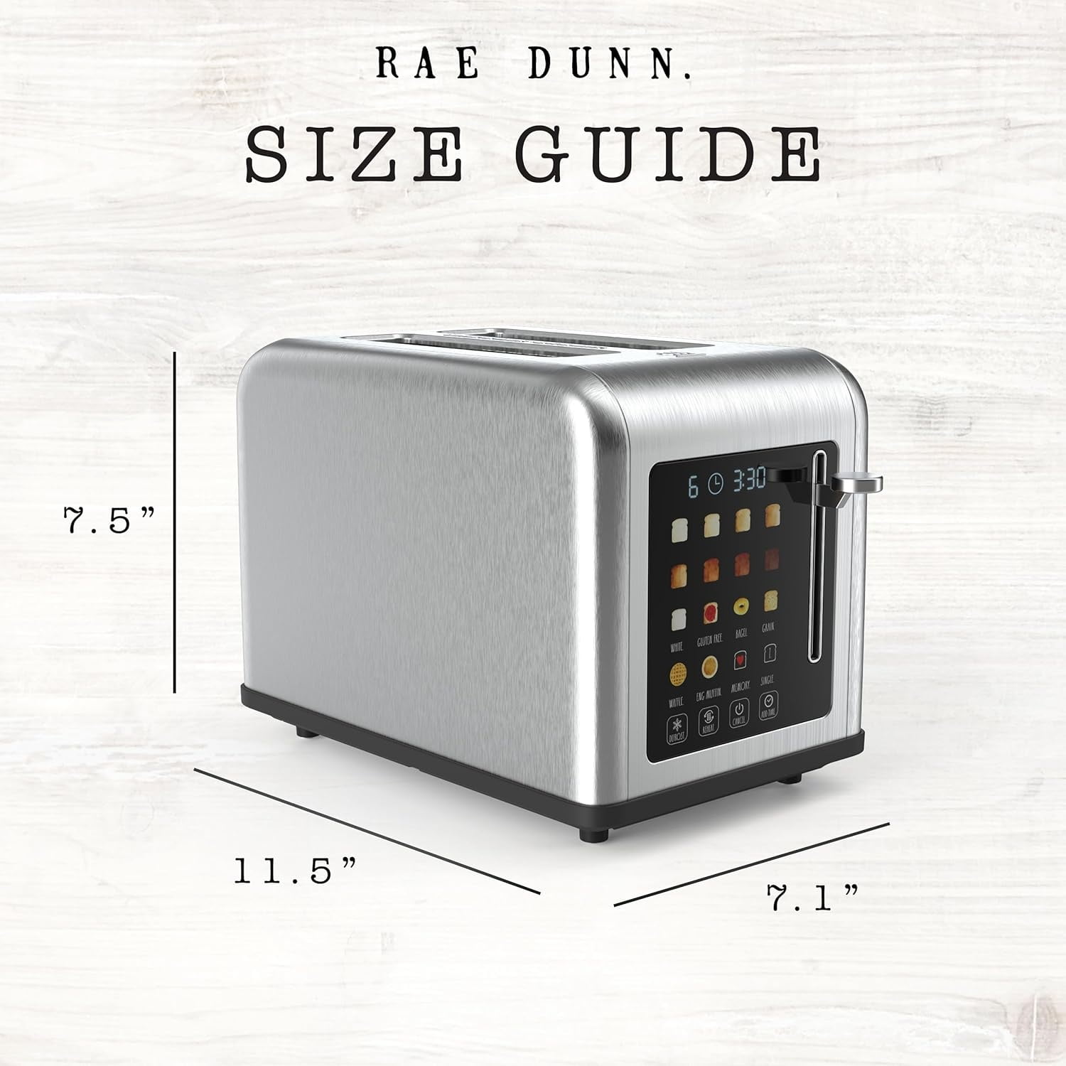 Rae Dunn Toaster, Digital Retro Stainless Steel with 6 Shade Settings