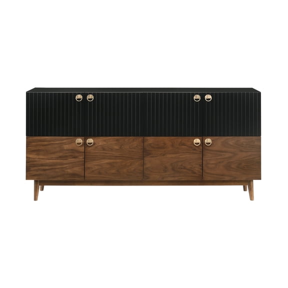 Armen Living Amigo 4-Door Modern Veneer and Wood Buffet in Brown/Black