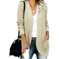 thumbnail image 3 of Cardigan Sweaters for Women Plus Size Long Sleeve Solid Long Cardigan Outwear Casual Tops Sweaters With Pockets, 3 of 8