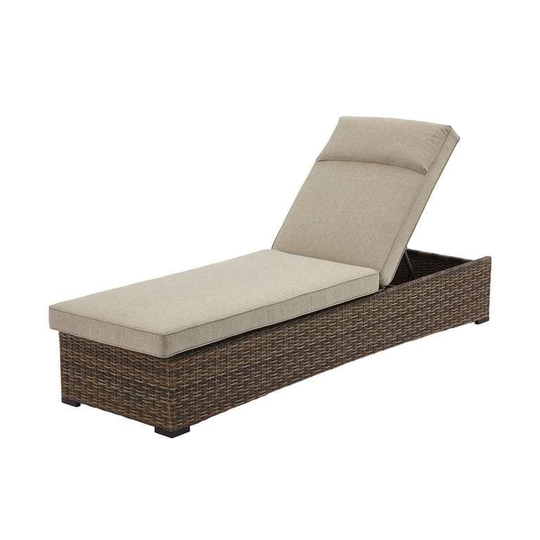 Better homes & gardens belfair outdoor wicker discount chaise lounge with gray cushions