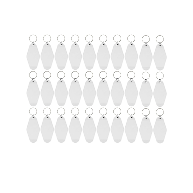 30Pack Motel Keychain Blanks Vintage Motel Keychains Sublimation Blank Keychain for Vinyl DIY Crafting Keychain White