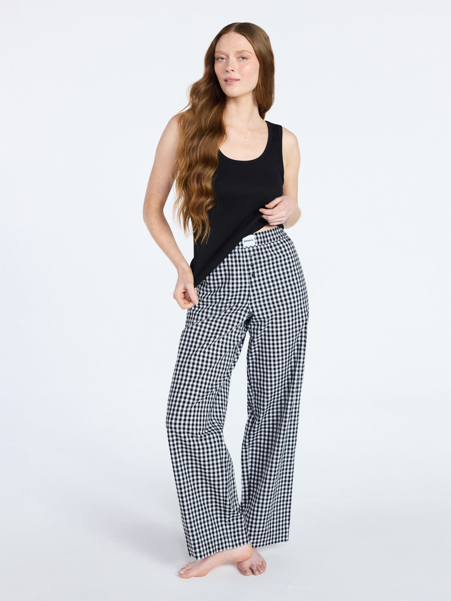 Joyspun Women's Poplin Sleep Pants, 30'' Inseam, Sizes XS-3X