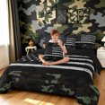 thumbnail image 3 of Manfei Rustic Patriotic US Flag Twin Bedding, Countryside Camo Bedding Comforter Set, Olive Green, Black Reversible, 7pcs, 3 of 6