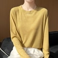 thumbnail image 6 of Liuinsasek Women's Long-Sleeve Top Knit Pullover Fashionable Thin Lightweight Solid-Color Round-Neck Base Layer Winter Outfits, 6 of 6