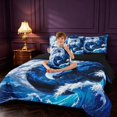 thumbnail image 4 of Manfei Eastern Dragon Animals 7-Piece Twin Bedding,Traditional Ocean Wave Cloud Bedding Comforter Set,Blue,Black Reversible, 4 of 6