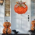 thumbnail image 6 of PRETXORVE Halloween Decorations, Halloween Fall Decor, 40Cm Pumpkin Wreath with Bow and Berries - Home Porch Decoration - Pumpkin for Halloween Christmas Thanksgiving Wall Decoration, 6 of 8
