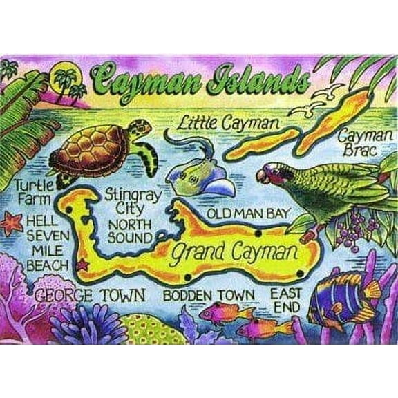 Cayman Islands Map Caribbean Fridge Collector's Souvenir Magnet 2.5 inches X 3.5 inches