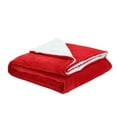 thumbnail image 3 of Deniau Flannel Reversible Sherpa Throw Blanket - Super Soft, 108" x 90", Red, 3 of 10