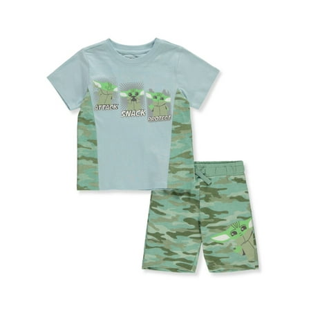 

Star Wars The Mandalorian Boys 2-Piece Baby Yoda Shorts Set Outfit - light blue 3t (Toddler)