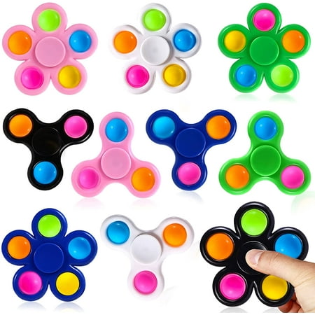 SCIONE 10 Pack Pop Fidget Spinners Pop Simple Fidget Toy for Kids Adults Party Favors Goodie Bag Stuffers Sensory Toys Multicolor