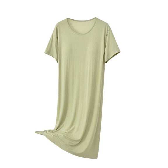 Sleep Shirt Women Long Women’s Short Sleeve Sleep Dress, Loose Round Neck Casual Home Nightdress,Lightweight Summer Nightgown Green XXL