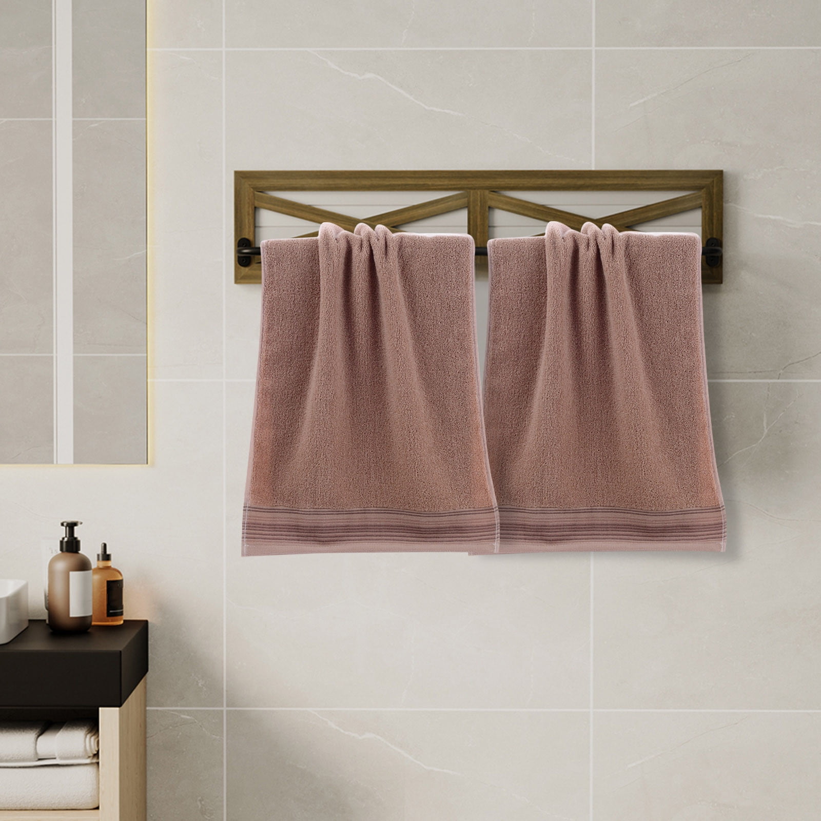 12-Pack Soft Polyester Embroidered Bath Hand Face Towels for Home Bathroom, Guest, Spa, Gym, Travel - Lightweight Quick-Drying Bulk Towel Set (12)
