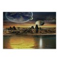 thumbnail image 1 of Fantasy Cutting Board, Alien Planet Earth Moon and Mountain Surreal Sci Fi Galactic Future Cosmos Art, Decorative Tempered Glass Cutting and Serving Board, Small Size, Multicolor, by Ambesonne, 1 of 1