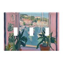 Yayeee Toggle Light Switch Wall Plate 3-Gang 6.37"x4.48" Decorative Outlet Cover, Sea Boat