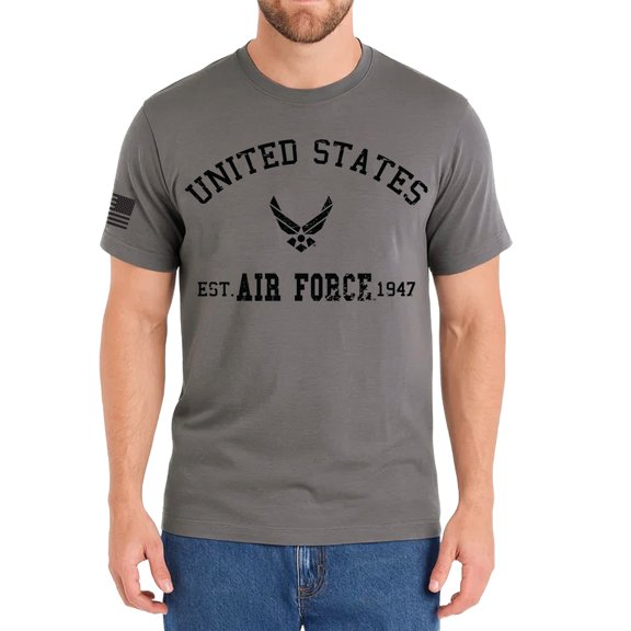 Icon Sports Officially Licensed U.S. Military Air Force T-Shirt - Unisex Adult - AF204CT Charcoal M