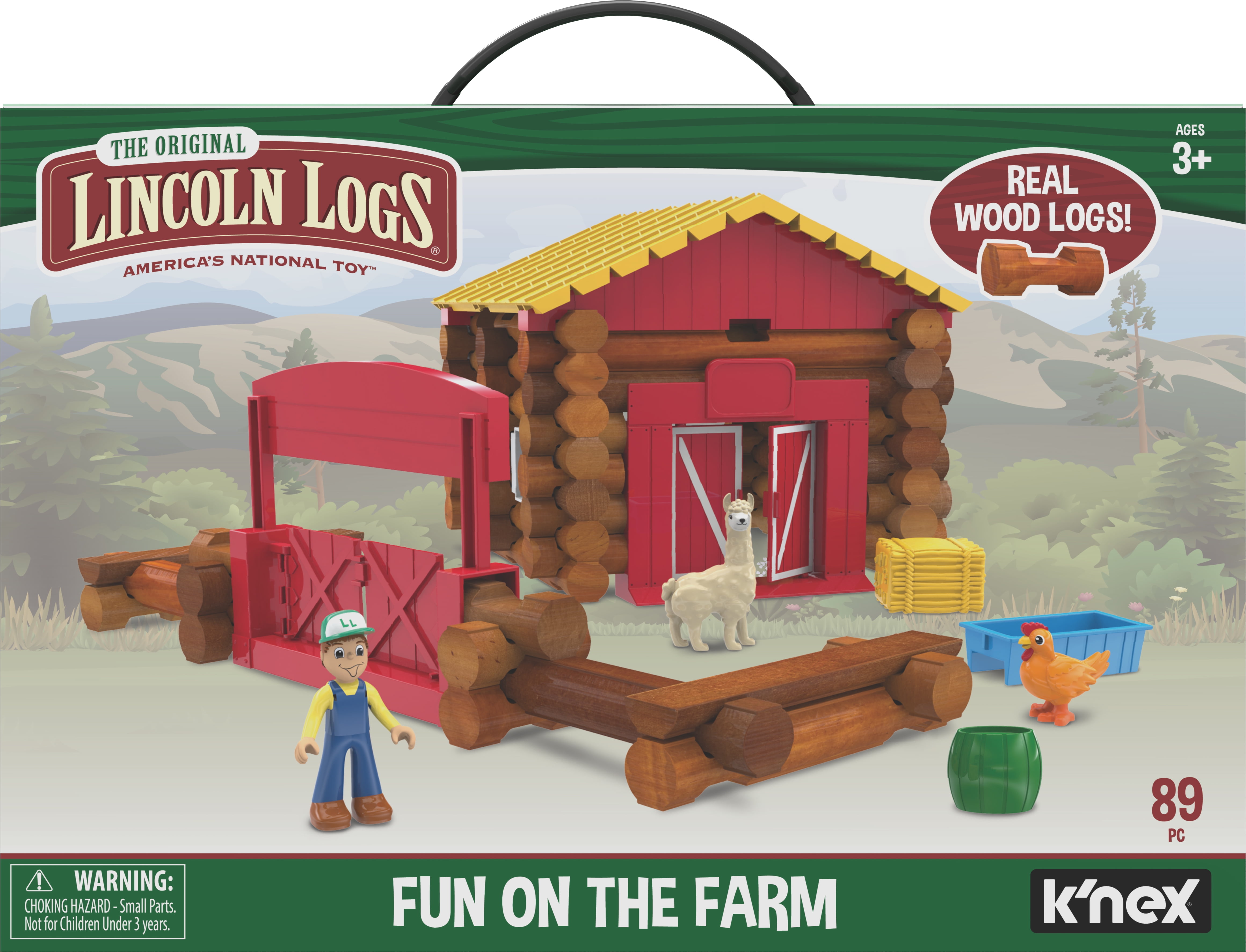 K'NEX 00854 Lincoln Logs 111 Wooden Pieces 100th Anniversary Tin Brown for sale online 