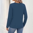 thumbnail image 6 of Xaqiouau Women's V-Neck Long Sleeve T-Shirt Solid Color Relaxed Fit Basic Top Stretch Casual Base Layer Shirt Spring Fall Everyday Wear Versatile Staple Navy S, 6 of 7