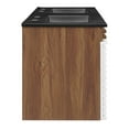 thumbnail image 3 of Wall Mount Double Sink Vanity Cabinet, White Walnut Black, Wood, Mid Century Hotel Bedroom Bathroom, Modern Contemporary HB34086, 3 of 11