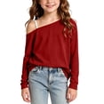 thumbnail image 3 of Bovxnpu Girls Long Sleeve Shirts Undershirts Long Sleeve Top Casual Fashion Pullover Sweatshirt Outfits, 3 of 10