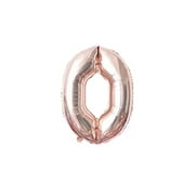 Party Balloon Aluminum Foil Number Balloon Wedding Birthday Party 16-inch Decoration, Number 0, Rose Gold