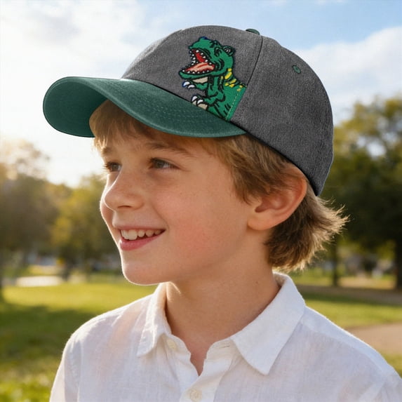 CAUYDY Dinosaur Baby Boys Girls Caps Embroidery Kids Baseball Caps Cotton Toddler Boy Hat Spring Summer Autumn 2-6Y (Sizes 3-8 Years,H03-Black)