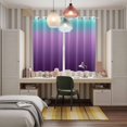 thumbnail image 5 of Teal Purple Ombre Kitchen Curtains 84 Inch Length, Modern Geometric Striped Abstract Art Grommet Top Bedroom Living Room Curtains, Light Filtering Cafe Curtain Drapes 2 Panels Set 104''x84'', 5 of 9