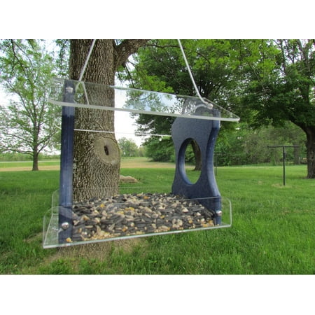 JCs Wildlife Recycled Poly Lumber Hanging Birdfeeder, Blue,