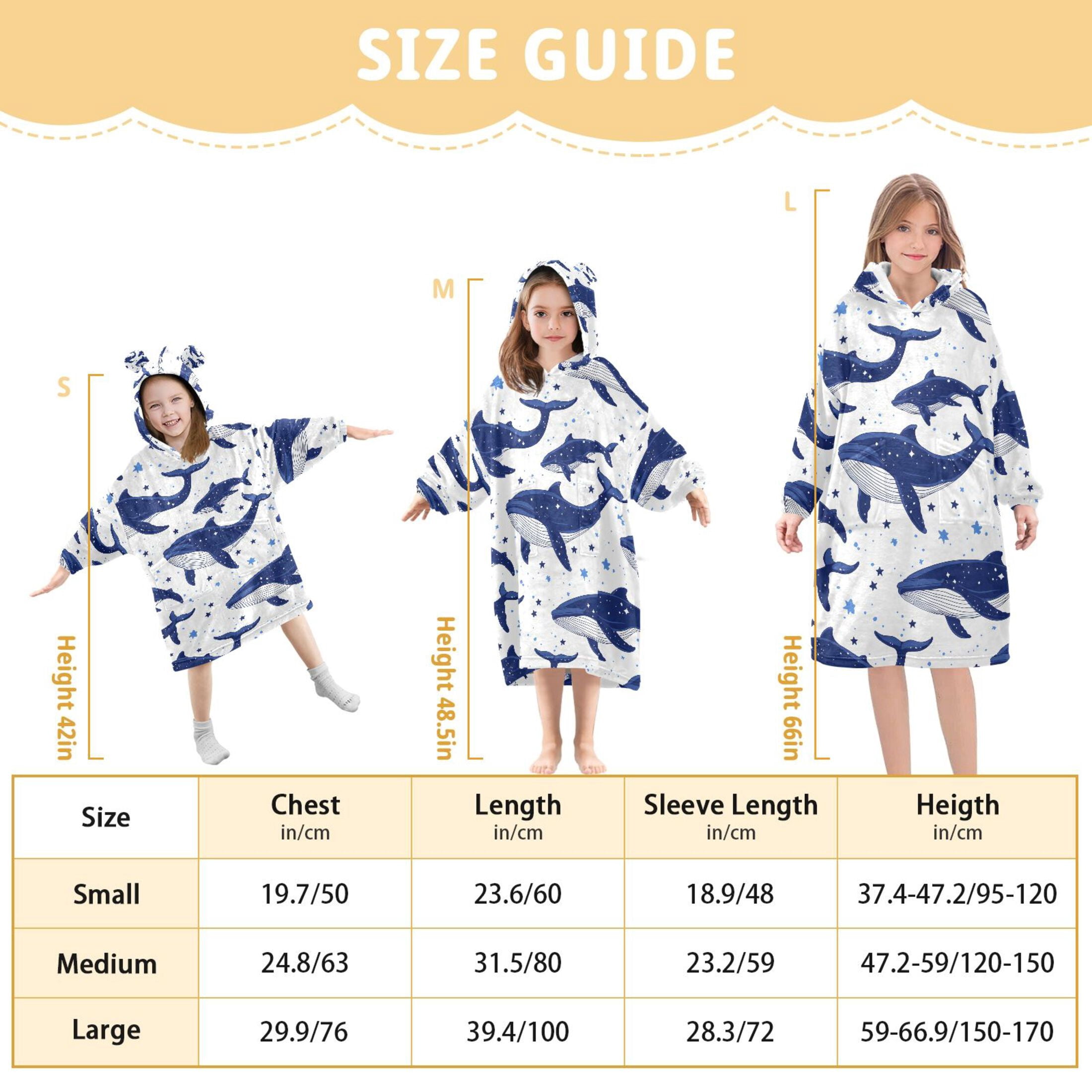 joogoo Wearable Blanket Hoodie for Whale Stars Oversized Sherpa Hooded 3-14 YR M