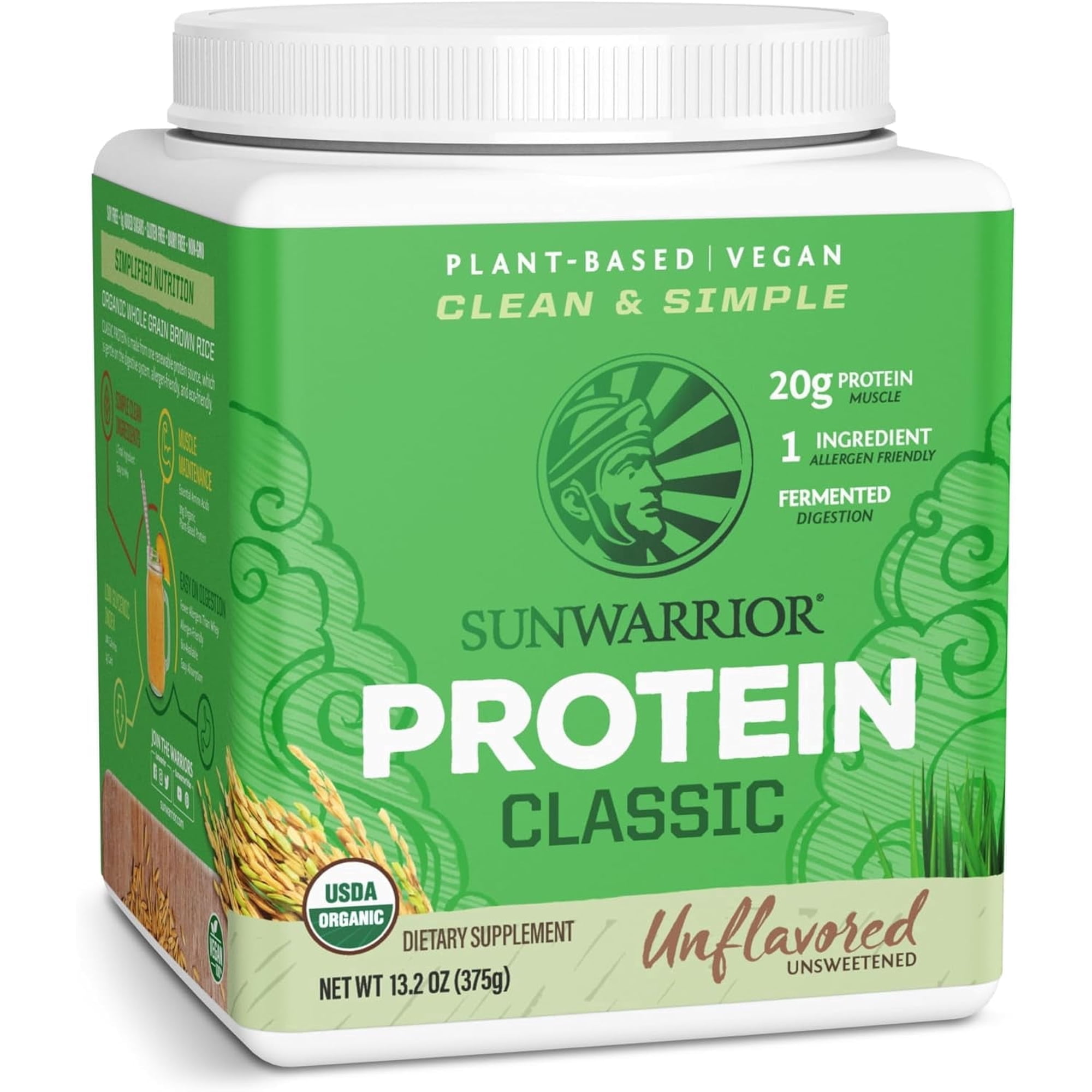 Sunwarrior Classic Protein Chocolate Organic Vegan Protein Powder with BCAA 750g
