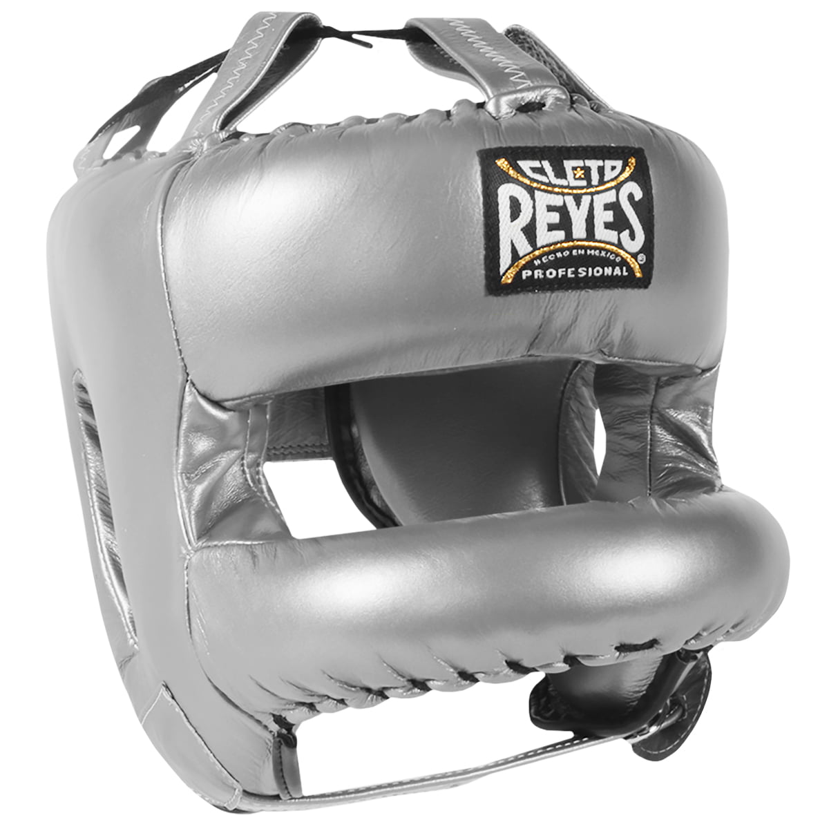 White Cleto Reyes Redesigned Leather Boxing Headgear with Nylon Face Bar 